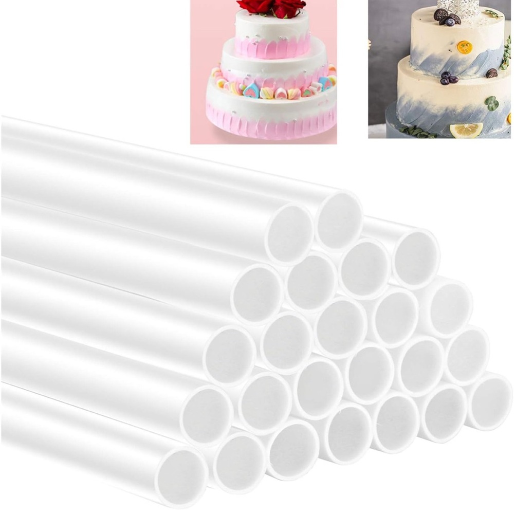 100pack plastic white cake dowel rods size 9.4inx0.4in for tiered cake